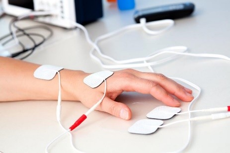 Electrodes electric massage in the physiotherapy room